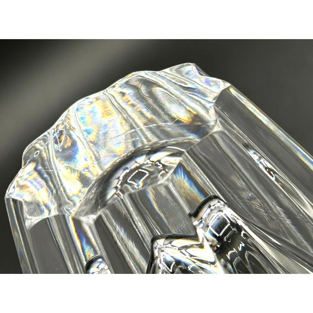 Vintage Orrefors Heavy Crystal Flower Vase Signed Made in Sweden 5.75” Gorgeous!